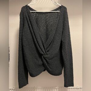 Aerie Charcoal Twist-Back Sweater, Large